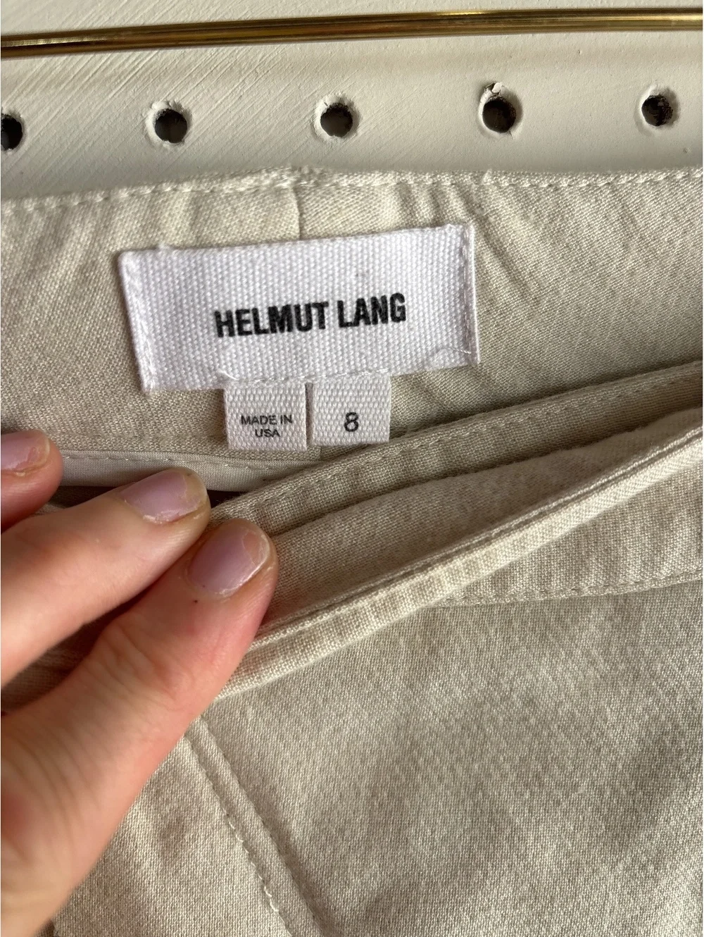 Helmut Lang Cream High-Waisted Pants Size 8